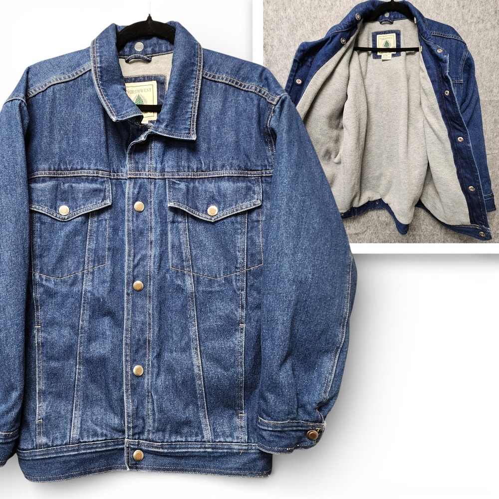 Vintage Northwest Territory Denim Trucker Jacket Men Medium Indigo Flannel Lined